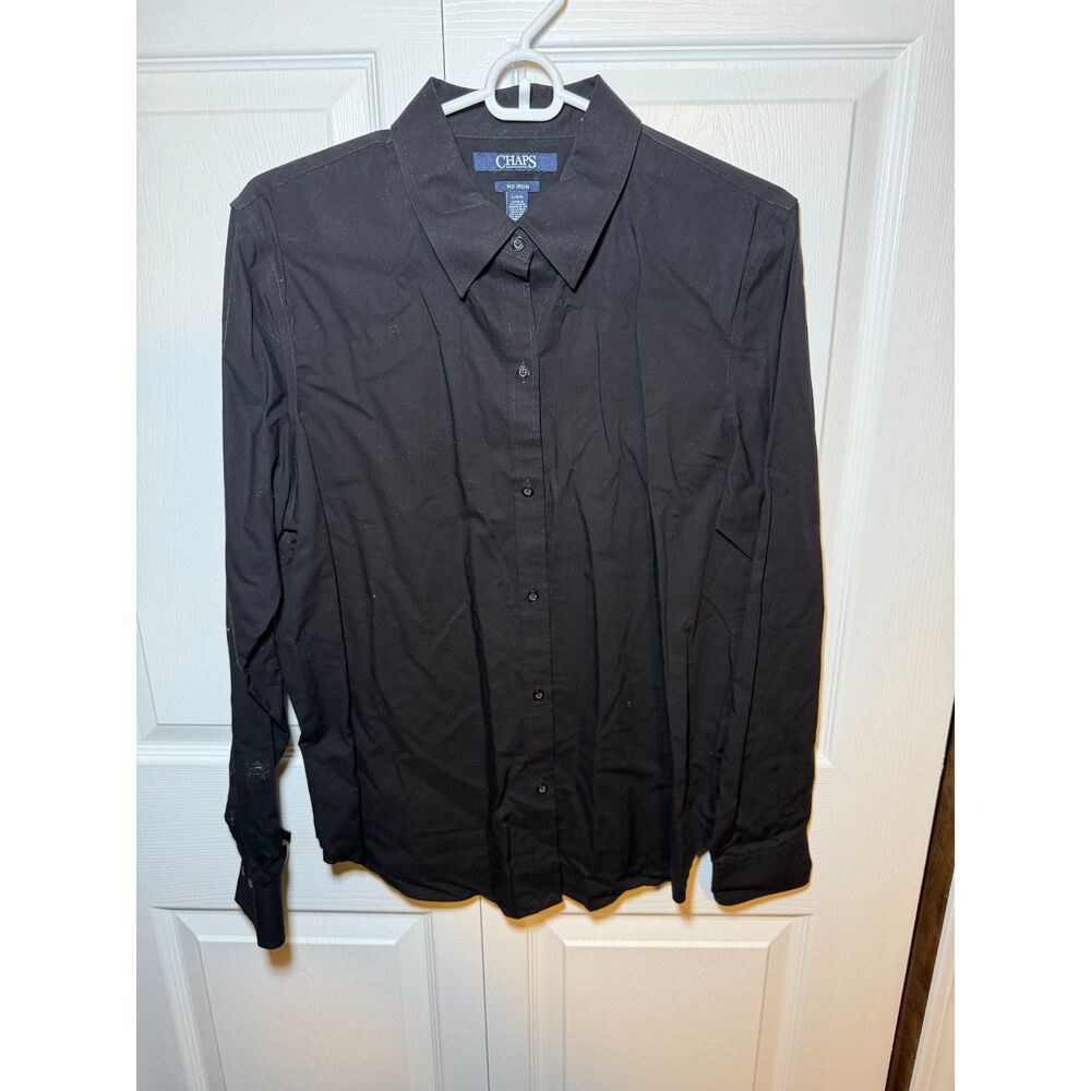 Chaps Women’s Large Black No Iron Long Sleeve Button Down Shirt 1821
